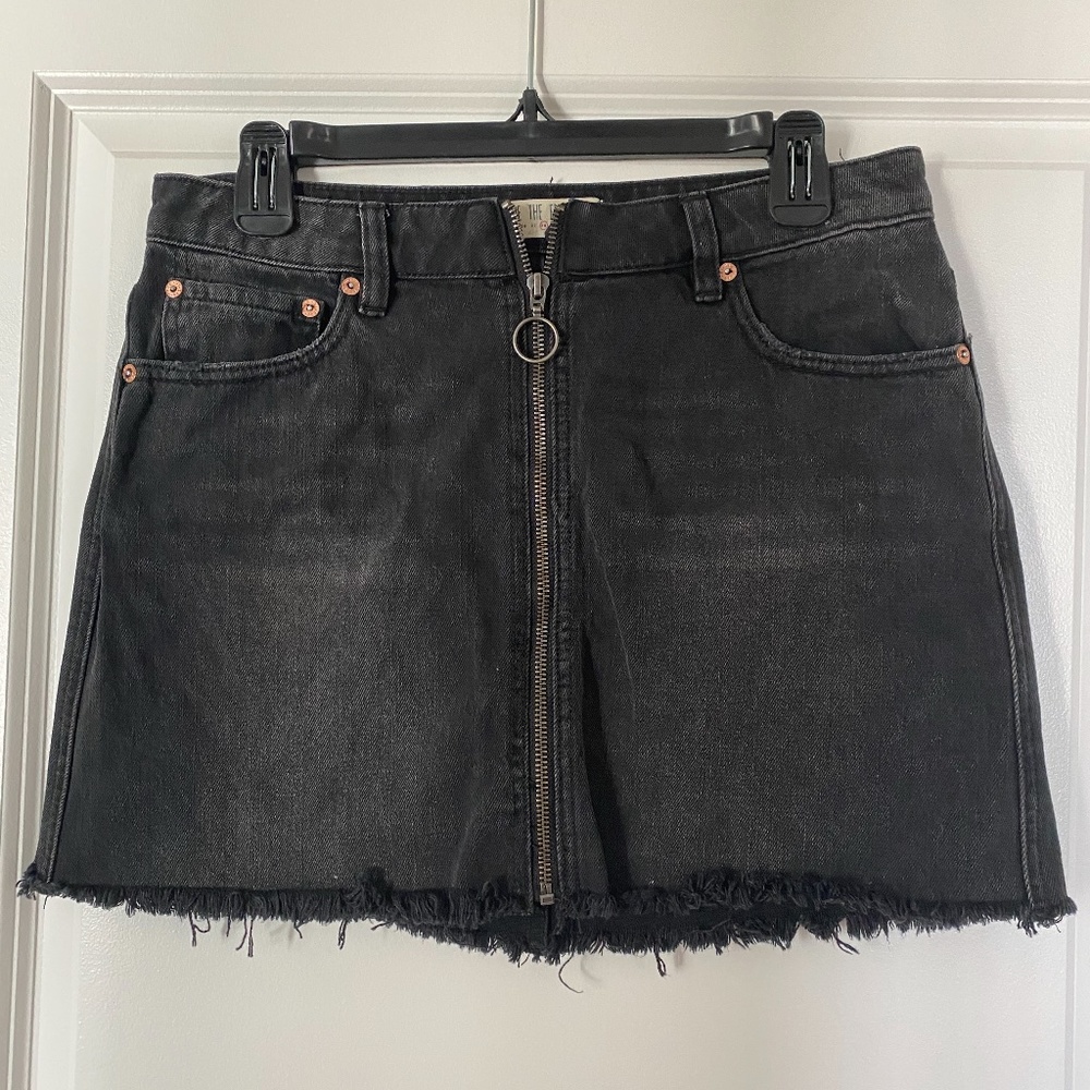 Free People Black Denim Mini Skirt